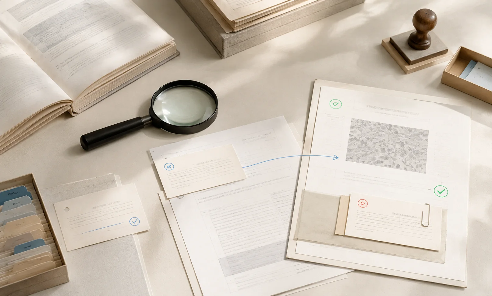Reference documents reviewed and corrected while the original evidence remains visible